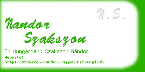 nandor szakszon business card